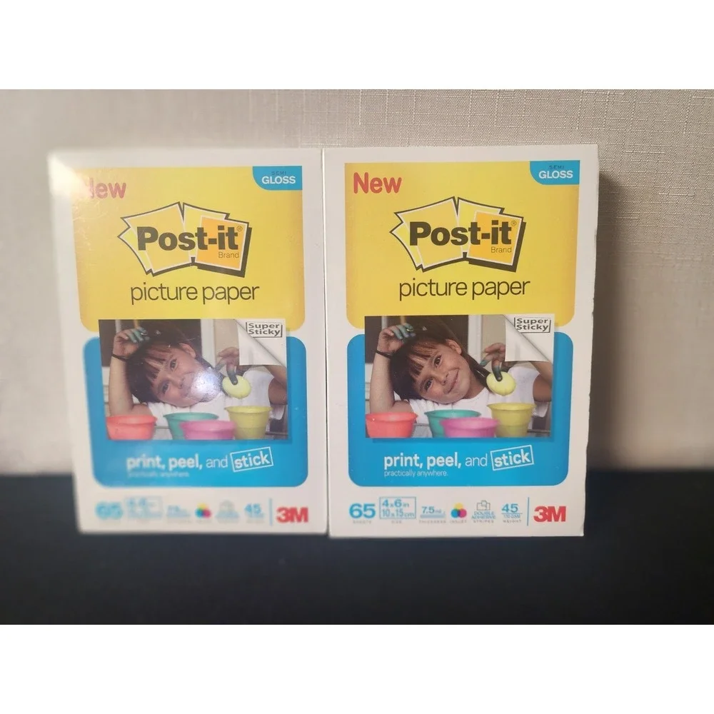 3M Post-it Picture Paper Print Peel And Stick 65 Sheets X 2‎  Semi Gloss New